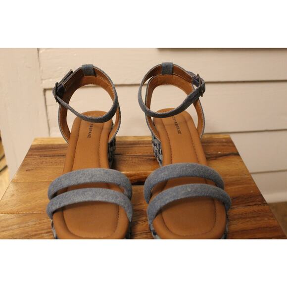 Women's Lucky Brand Sandal Strappy Wedge Blue - Picture 5 of 6